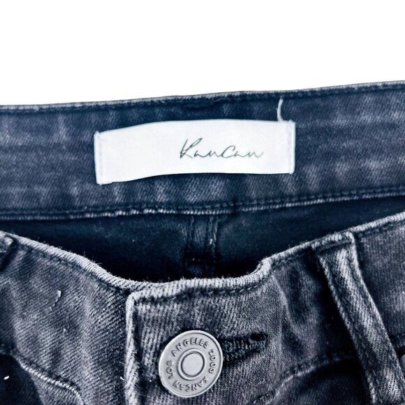 Kancan Women's Jeans size 9/28 Black Skinny Stretch distressed raw hem - Picture 2 of 7